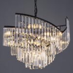 TOCHIC Modern Black Crystal Chandelier for Dining Room, 24" 7-Light Farmhouse Ceiling Light Fixture with Spiral Design, Pendant Light Fixtures for Living Room, Entryway, Foyer, Kitchen Island - Image 2