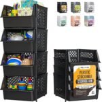 TidyFriend 4 Pack Stackable Storage Bins Open Front for Pantry Organizers and Storage, Pantry Storage for Food, Kitchen and Home Organization, Plastic Storage Bins, Dorm Room Essentials (Black) - Image 2