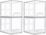 Vtopmart 4 Pack Stackable Storage Drawers, 6.6''Tall Acrylic Bathroom Makeup Organizers,Clear Plastic Drawers For Vanity, Undersink, Kitchen Cabinet,Pantry Organization and Storage - Image 2
