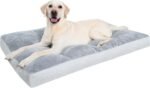 Washable Dog Bed for Large Dog, XL Crate Bed Plush Pet Kennel Pad with Non-Slip Bottom, Pet Sleeping Mat, 41x27 inch, Light Gray - Image 2