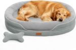 XL Orthopedic Dog Bed, Extra Large Dog Bed, Dog Sofa for Large Sized Dogs with Full-Surround Bolsters, Dual-Sided Dog Cooling Bed with Memory Foam, Washable Sofa with Nonslip Bottom, Light Grey - Image 2