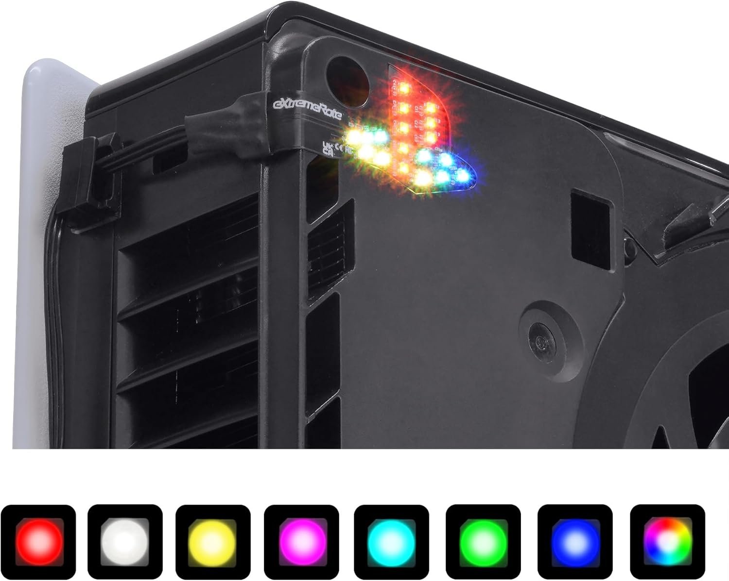 eXtremeRate 7 Colors 40 Effects RGB Rainbow Logo LED Kit for PS5 Slim/Pro Console, Illuminated Lighting Decoration Logo LED Board for PS5 Slim/Pro Disc & Digital Console - Image 2