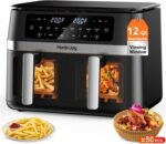 12QT Large Dual Basket Air Fryer with Viewing Window and 50pcs Paper Liners, 10-in-1 Digital Touchscreen Double Zone Air Fryers, SyncCook to Bake,Roast,Reheat,Broil, Nonstick Dishwasher Safe - Image 2