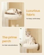 Cat Tree, 34.3 Inches Cat Tower with Scratching Post, Condo, Interactive Hanging Ball, Plush Perch for Indoor Large Cats, Beige - Image 6
