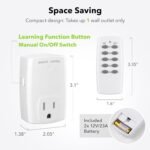 BN-LINK Mini Wireless Remote Control Outlet Switch Power Plug in for Household Appliances, Wireless Remote Light Switch, LED Light Bulbs, White (2 Remotes + 5 Outlets) 1250W/10A - Image 6