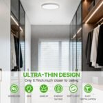 2Pack 12Inch LED Flush Mount Ceiling Light Fixture,24W 2400LM,Dimmable CCT 3000K/4000K/5000K,Round Flat Panel Light for Bedroom,0.7Inch Thin Modern Low Profile Hardwire Lights for Hallway,Porch - Image 3