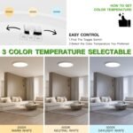 2Pack 12Inch LED Flush Mount Ceiling Light Fixture,24W 2400LM,Dimmable CCT 3000K/4000K/5000K,Round Flat Panel Light for Bedroom,0.7Inch Thin Modern Low Profile Hardwire Lights for Hallway,Porch - Image 4