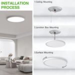 2Pack 12Inch LED Flush Mount Ceiling Light Fixture,24W 2400LM,Dimmable CCT 3000K/4000K/5000K,Round Flat Panel Light for Bedroom,0.7Inch Thin Modern Low Profile Hardwire Lights for Hallway,Porch - Image 8