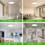 2Pack 12Inch LED Flush Mount Ceiling Light Fixture,24W 2400LM,Dimmable CCT 3000K/4000K/5000K,Round Flat Panel Light for Bedroom,0.7Inch Thin Modern Low Profile Hardwire Lights for Hallway,Porch - Image 9