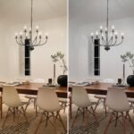 Black Chandelier 9 Light, Modern Farmhouse Chandeliers for Dining Room, Industrial Candle Pendant Lighting Fixture for Foyer Hallway Entryway High Ceiling, Bedroom, Living Room, Kitchen - Image 7
