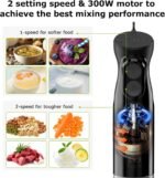 Bonsenkitchen Immersion Blender Handheld, 2 Mixing Speed Hand Blender Electric with Sharp Blades, 3-In-1 Hand Held Stick Blender with Egg Whisk, 24oz Beaker for Soups, Smoothies, Sauce - Image 3