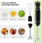 Bonsenkitchen Immersion Blender Handheld, 2 Mixing Speed Hand Blender Electric with Sharp Blades, 3-In-1 Hand Held Stick Blender with Egg Whisk, 24oz Beaker for Soups, Smoothies, Sauce - Image 6
