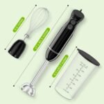 Bonsenkitchen Immersion Blender Handheld, 2 Mixing Speed Hand Blender Electric with Sharp Blades, 3-In-1 Hand Held Stick Blender with Egg Whisk, 24oz Beaker for Soups, Smoothies, Sauce - Image 7