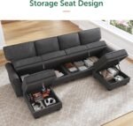 HONBAY Sectional Sofa with Storage Seat U Shaped Couch with Reversible Chaise Convertible Sectional Couches for Living Room,Dark Grey - Image 4