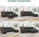 HONBAY Sectional Sofa with Storage Seat U Shaped Couch with Reversible Chaise Convertible Sectional Couches for Living Room,Dark Grey - Image 5