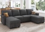 HONBAY Sectional Sofa with Storage Seat U Shaped Couch with Reversible Chaise Convertible Sectional Couches for Living Room,Dark Grey - Image 6