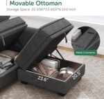 HONBAY Sectional Sofa with Storage Seat U Shaped Couch with Reversible Chaise Convertible Sectional Couches for Living Room,Dark Grey - Image 8