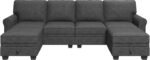 HONBAY Sectional Sofa with Storage Seat U Shaped Couch with Reversible Chaise Convertible Sectional Couches for Living Room,Dark Grey - Image 9