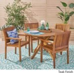 Christopher Knight Home Kally Outdoor Five Piece Acacia Dining Set, Teak Finish - Image 4