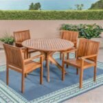 Christopher Knight Home Kally Outdoor Five Piece Acacia Dining Set, Teak Finish - Image 5