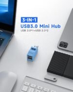 3 Ports USB 3.0 Adapter, USB Hub with 1 USB 3.0 and 2 USB 2.0 Port, Portable USB Port Splitter for Keyborad, Mobile Hard Disk, U Disk, Camera, Mouse,etc (Blue) - Image 6