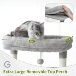 Maine Coon Cat Tree, Heavy Duty Cat Tree for Indoor Cats Large Adult, Cat Tower for Large Cats 20 lbs+ with Hammock, 2 Big Perches, 2 Cat Condos, 15 Scratching Posts, Light Gray GCT033W - Image 4