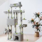 Maine Coon Cat Tree, Heavy Duty Cat Tree for Indoor Cats Large Adult, Cat Tower for Large Cats 20 lbs+ with Hammock, 2 Big Perches, 2 Cat Condos, 15 Scratching Posts, Light Gray GCT033W - Image 7
