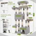 Maine Coon Cat Tree, Heavy Duty Cat Tree for Indoor Cats Large Adult, Cat Tower for Large Cats 20 lbs+ with Hammock, 2 Big Perches, 2 Cat Condos, 15 Scratching Posts, Light Gray GCT033W - Image 8