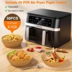 12QT Large Dual Basket Air Fryer with Viewing Window and 50pcs Paper Liners, 10-in-1 Digital Touchscreen Double Zone Air Fryers, SyncCook to Bake,Roast,Reheat,Broil, Nonstick Dishwasher Safe - Image 3