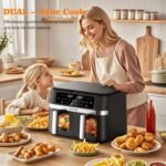 12QT Large Dual Basket Air Fryer with Viewing Window and 50pcs Paper Liners, 10-in-1 Digital Touchscreen Double Zone Air Fryers, SyncCook to Bake,Roast,Reheat,Broil, Nonstick Dishwasher Safe - Image 7