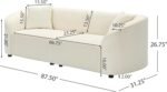Merax 87" Large Couch, Comfy Upholstered Loveseat with Extra Deep Seats, Velvet Sofa for Living Room Apartment Office, Beige - Image 3
