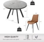 Round Dining Table Set, Mid Century Modern Small Round Dining Table Set, Saving Space (Table + 4 Brown Chairs) - Image 3