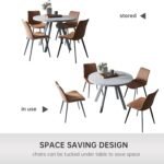 Round Dining Table Set, Mid Century Modern Small Round Dining Table Set, Saving Space (Table + 4 Brown Chairs) - Image 4