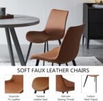 Round Dining Table Set, Mid Century Modern Small Round Dining Table Set, Saving Space (Table + 4 Brown Chairs) - Image 6