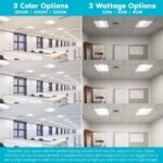 2x2 FT LED Light Flat Panel, 20/30/40W, CCT Selectable 30K | 35K | 40K | 50K | 65K, 0-10V Dimmable Recessed Drop Ceiling Lights, 2500/3750/5000 Lumens, Lay in Fixture, 120-277V, UL DLC(4 Pack) - Image 3