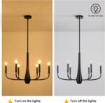 6-Light Black Industrial Chandelier, Modern Farmhouse Candle Light Fixture, Contemporary Hanging Light for Dining Room, Kitchen Island, Living Room, Bedroom, Foyer, Entryway - Image 8