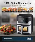 Emerson SmartVoice 5.3QT 6-in-1 Air Fryer, 1000+ Voice Control Commands, 100+ Recognized Food, No APP, No WIFI, No Setup, Nonstick Basket, Air Fry, Bake, Reheat, Dehydrate, 1500W - Image 4