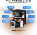 Emerson SmartVoice 5.3QT 6-in-1 Air Fryer, 1000+ Voice Control Commands, 100+ Recognized Food, No APP, No WIFI, No Setup, Nonstick Basket, Air Fry, Bake, Reheat, Dehydrate, 1500W - Image 5