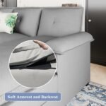 U Shaped Sectional Couch for Living Room,110" 4-Seater Comfy Couch with Double Chaise,Deep Seat Modular Sofa Couches with Thick Cushion & Soft Backrest,Light Grey - Image 4