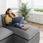 U Shaped Sectional Couch for Living Room,110" 4-Seater Comfy Couch with Double Chaise,Deep Seat Modular Sofa Couches with Thick Cushion & Soft Backrest,Light Grey - Image 5