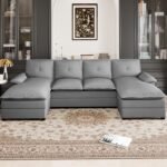 U Shaped Sectional Couch for Living Room,110" 4-Seater Comfy Couch with Double Chaise,Deep Seat Modular Sofa Couches with Thick Cushion & Soft Backrest,Light Grey - Image 6