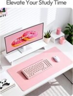 YSAGi Leather Desk Protector, Office Mat, Large Mouse Mat, Non-Slip PU Leather Blotter, Laptop Pad, Waterproof Writing Pad for Office and Home (Light Pink, 23.6" x 13.8") - Image 7