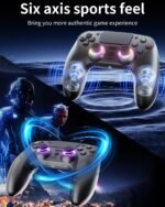 Black Wireless Controller Compatible for PS-5/Pro/Slim/PC, Gradient Color RGB mode/haptic feedback/1000 mAH battery/Motion Sensing/3.5mm Audio Jack - Image 3