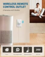 DEWENWILS 200FT Range Remote Control Outlet, No Interference Strong Signal, Indoor Wireless Outlet Switch for Lamps, Fans, Lights, 15A/1800W, ETL Listed (5 Outlets + 2 Remotes) - Image 4