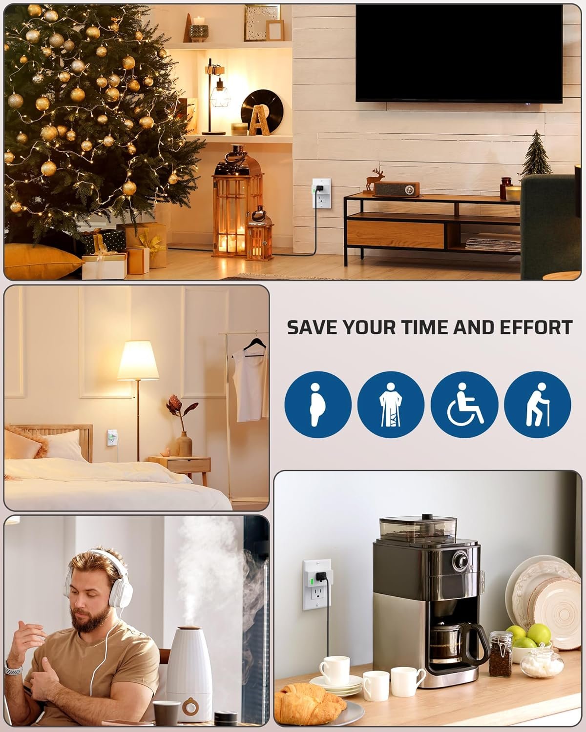 DEWENWILS 200FT Range Remote Control Outlet, No Interference Strong Signal, Indoor Wireless Outlet Switch for Lamps, Fans, Lights, 15A/1800W, ETL Listed (5 Outlets + 2 Remotes) - Image 8