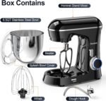 Stand Mixer, 6.5QT 10-Speed Tilt-Head Electric Stand Mixer, 3-In-1 Kitchen Mixer with Bowl, Dough Hook, Whisk and Beater, Food Mixer for Baking, Cake and Most Home Cooks, Black - Image 3