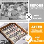 SpaceAid Spice Drawer Organizer with 28 Spice Jars, 386 Spice Labels, 4 Tier Seasoning Rack Tray Insert for Kitchen Drawers, 13" Wide x 17.5" Deep - Image 3