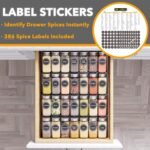 SpaceAid Spice Drawer Organizer with 28 Spice Jars, 386 Spice Labels, 4 Tier Seasoning Rack Tray Insert for Kitchen Drawers, 13" Wide x 17.5" Deep - Image 4