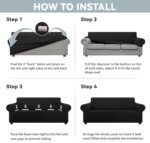 LURKA Stretch Sofa Slipcovers Couch Covers for 3 Cushion Couch Sofa Pet Friendly Non Slip Sofa Cover Washable Furniture Protector with Elastic Bottom (Large, Black) - Image 5