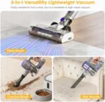 NEWBULIG Cordless Vacuum Cleaner, Removable Stick Vacuum with LED Touch Screen, Self-Standing, 35Mins Runtime, Lightweight Handheld for Pet Hair, Hard Floor, Carpet - Image 3